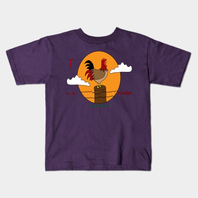 r is for rooster Kids T-Shirt by mygrandmatime